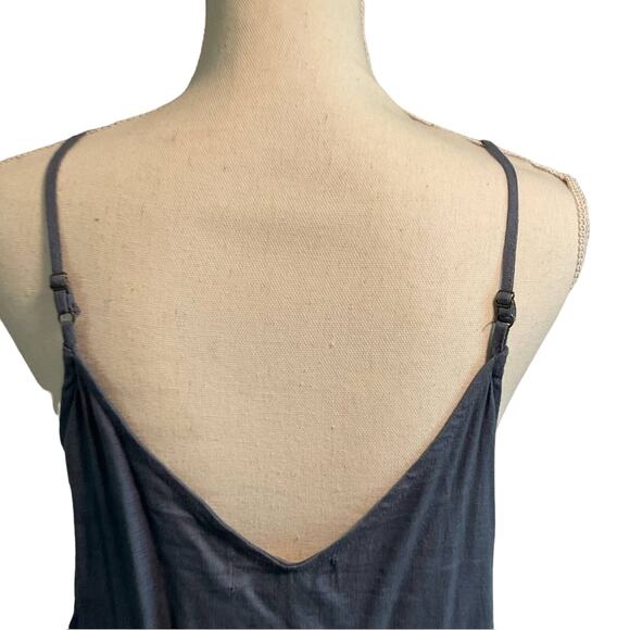 Vintage Inspired Impressions Blue Linen Camisole Blouse Tortoiseshell Buttons L - Picture 4 of 6